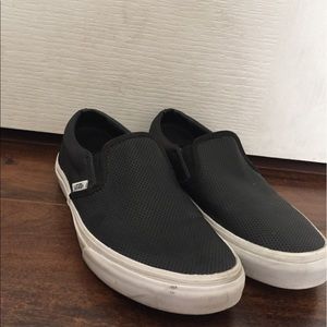 Leather black slip on vans